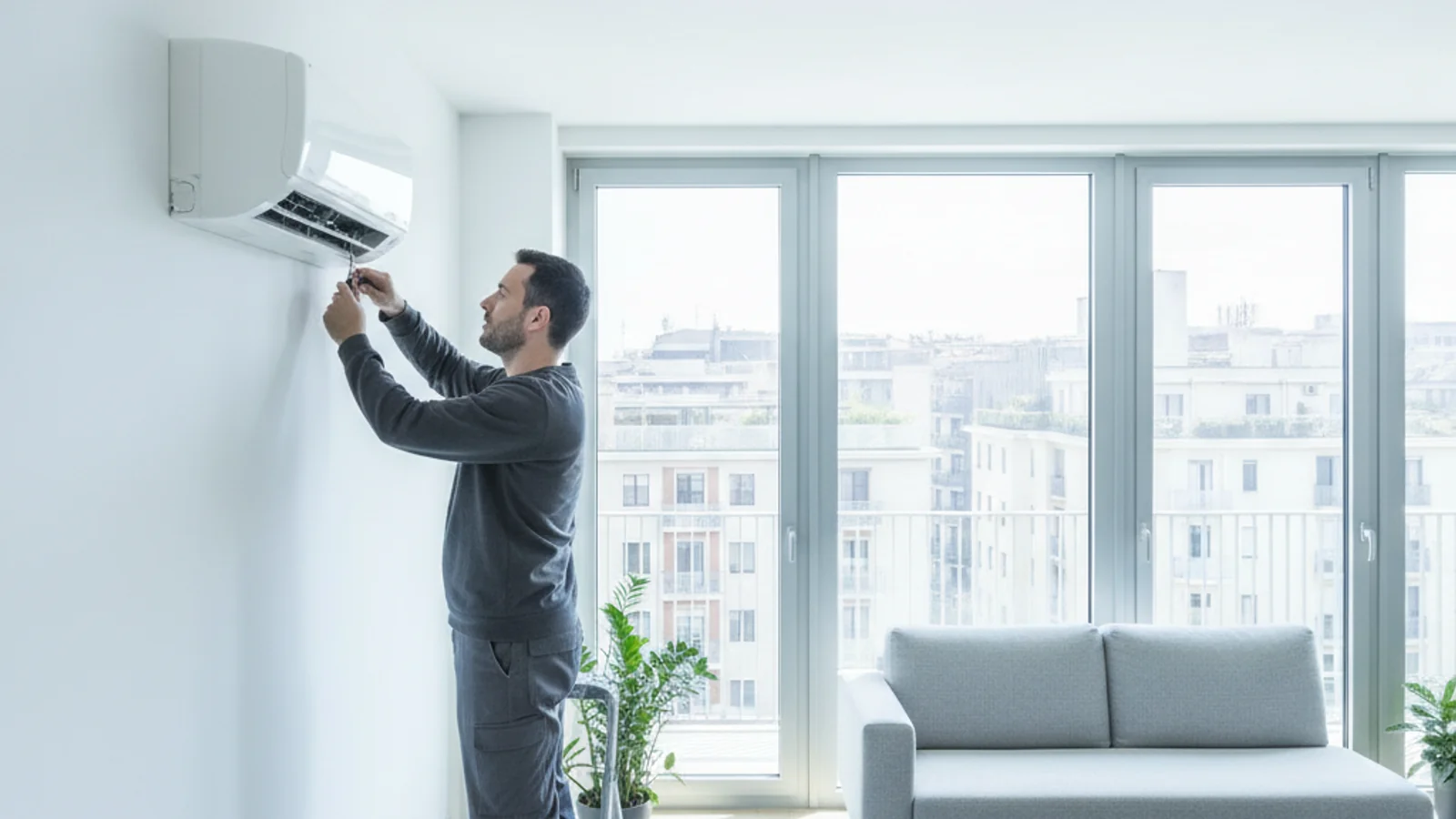 Tecnico installa un condizionatore Haier a Milano